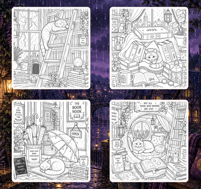Cats of the Book Nook Coloring Book